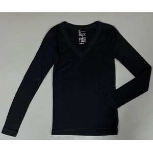 Gap The Bowery Black Solid V-Neck Long Sleeve Shirt Top Blouse Tee Size S 🖤 #gap